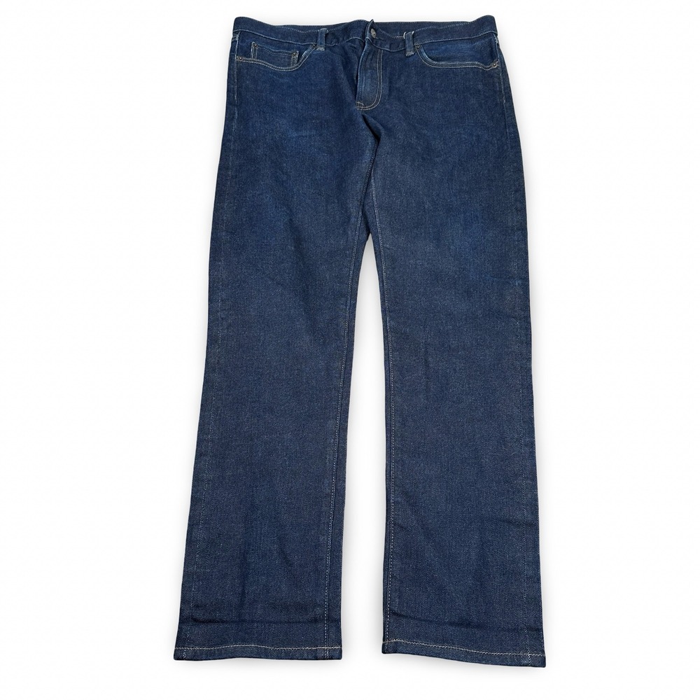 Uniqlo Jeans Men 35x32 Slim Straight Low Rise Kaihara Selvedge Denim Indigo Blue